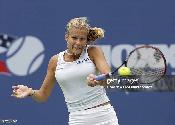 Melinda Czink raps a forehand Friday, August 29, 2003 at the U. S. Open in New York. Czink was defeated by third-seeded Lindsay Davenport .