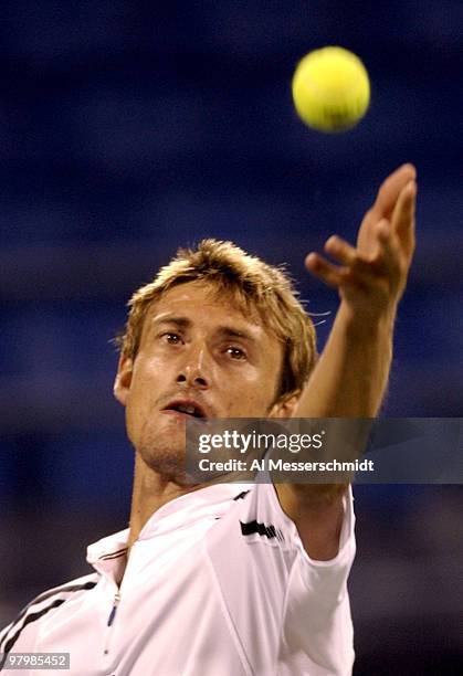 Juan Carlos Ferrero of Spain, the third seed in the men's division, sets to serve Tuesday, September 2, 2003 at the U. S. Open in New York. Ferrero's...