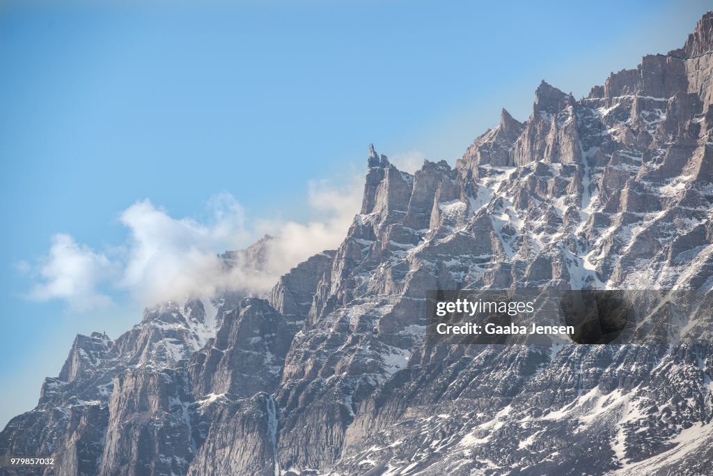 Appattaat Mountains against sky, Uummannaq, Greenland