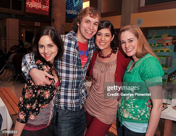 Cast of "Baxter" Holly Deveaux, Jacob Kraemer, Tara Joshi and Brittany Bristow attend the announcement of the Shaftesbury Films $25,000 donation to...