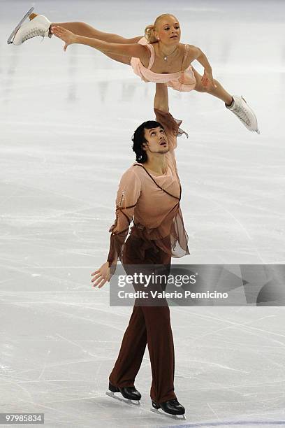 Maria Mukhortova and Maxim Trankov of Russian compete in the Pairs short program during the 2010 ISU World Figure Skating Championships on March 23,...