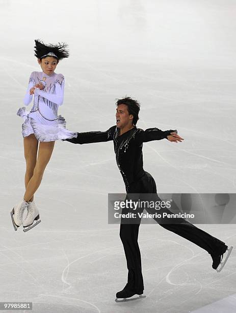 Yuko Kavaguti and Alexander Smirnov of Russian compete in the Pairs short program during the 2010 ISU World Figure Skating Championships on March 23,...
