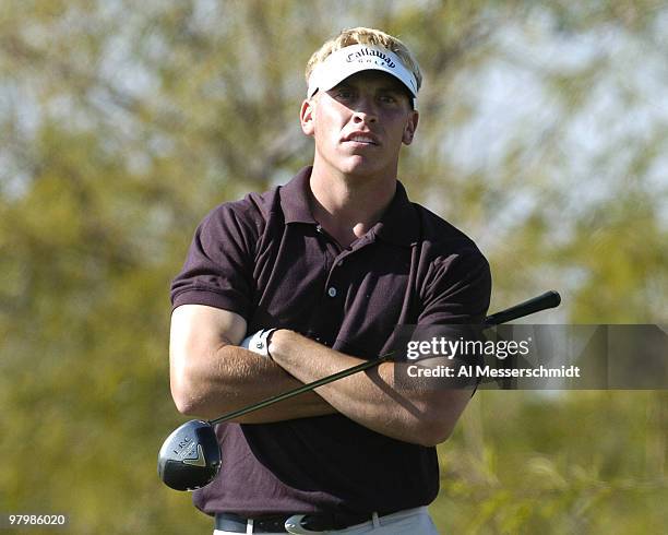 Ricky Barnes follows his tee shot during second round competition January 30, 2004 at the 2004 FBR Open at the Tournament Players Club at Scottsdale,...