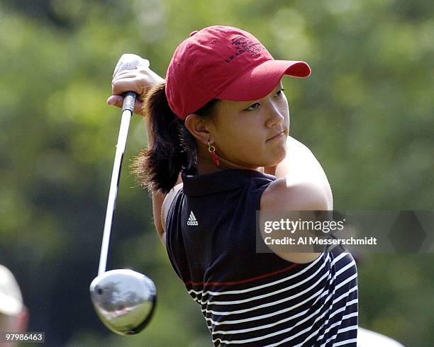 Michelle Wie follows a tee shot during the final round of the LPGA Michelob Ultra Open in Williamsburg, Virginia, May 9, 2004.