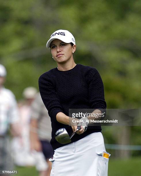 Stacy Prammanasudh follows a tee shot during the final round of the LPGA Michelob Ultra Open in Williamsburg, Virginia, May 9, 2004.