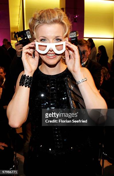 Actress Eva Habermann attends the 'Deutscher Hoerfilmpreis 2010' at the atrium of the German Bank on March 23, 2010 in Berlin, Germany.