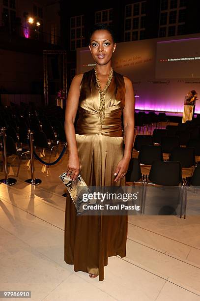 Actress Dennenesch Zoude attends the 'Deutscher Hoerfilmpreis' 2010 on March 23, 2010 in Berlin, Germany.