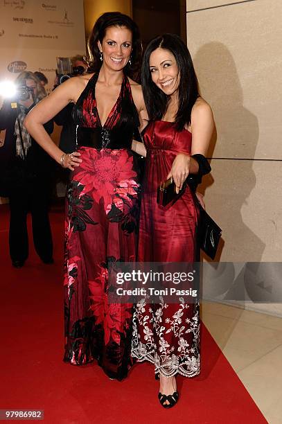 Kerstin Linnartz and Anastasia Zampounidis attend the 'Deutscher Hoerfilmpreis' 2010 on March 23, 2010 in Berlin, Germany.