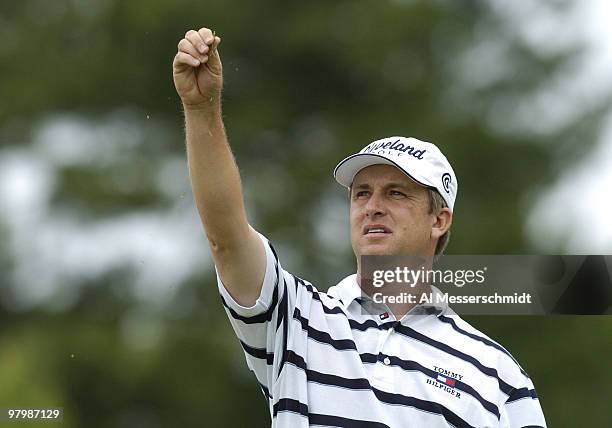 David Toms checks the wind during first-round play at the FedEx St. Jude Classic May 27, 2004 at the Tournament Players Club Southwind, Memphis,...