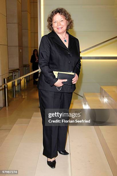 Actress Ursula Werner attends the 'Deutscher Hoerfilmpreis 2010' at the atrium of the German Bank on March 23, 2010 in Berlin, Germany.