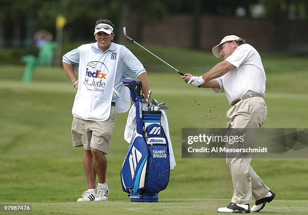 Danny Briggs follows an approach shot during first-round play at the FedEx St. Jude Classic May 27, 2004 at the Tournament Players Club Southwind,...