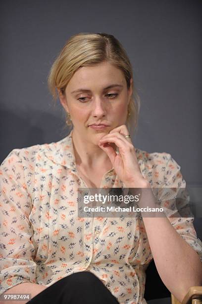 Actress Greta Gerwig appears at the Apple Store Soho as part of the Meet the Actors series on March 23, 2010 in New York City.