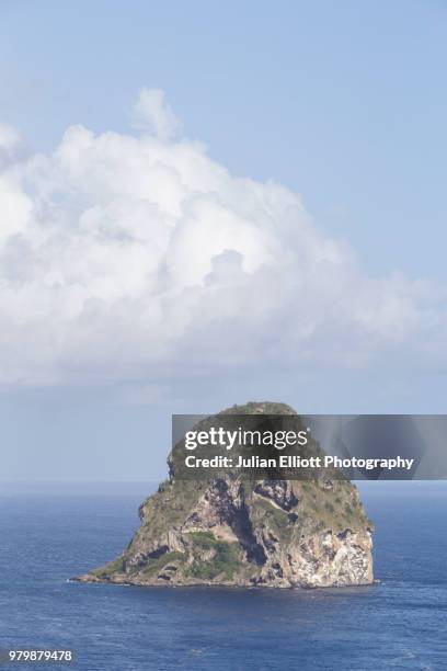 the rocher du diamant or diamond rock in martinique. - rocher stock pictures, royalty-free photos & images