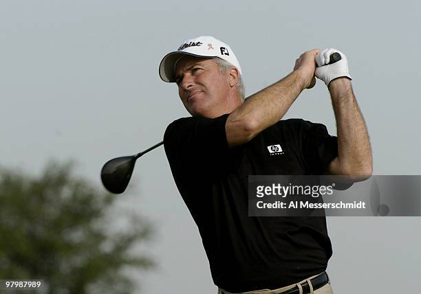 Curtis Strange tees off during final-round play in the Office Deport Father/Son Challenge at Champions Gate Resort near Orlando, Florida December 5,...