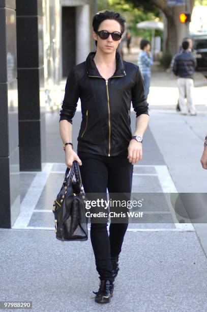 Skater Johnny Weir is seen on March 23, 2010 in West Hollywood, California.