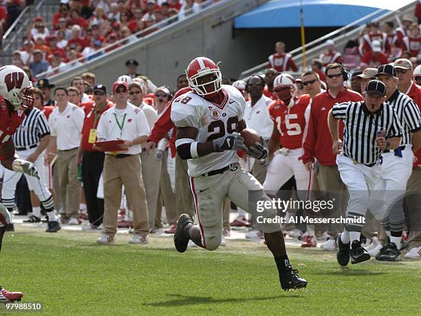 Georgia tailback Danny Ware rushes upfield at the 2005 Outback Bowl January 1, 2005 at Raymond James Stadium, Tampa, Florida. Georgia defeated...