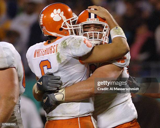 Clemson quarterback Charlie Whitehurst celebrates a late-game touchdown run in the 2005 Champs Sports Bowl December 27 in Orlando.