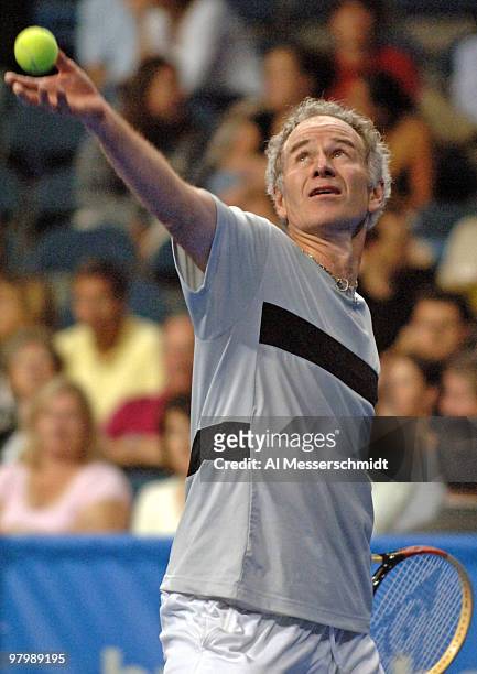 John McEnroe competes in the third annual Mercedes-Benz Classic charity event held at the St. Pete Times Forum in Tampa, Florida on April 5, 2006.