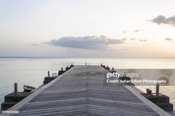 sunset from the village of saint pierre on the island of martinique. - pontão imagens e fotografias de stock