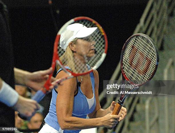 Chris Evert competes in the third annual Mercedes-Benz Classic charity event held at the St. Pete Times Forum in Tampa, Florida on April 5, 2006.