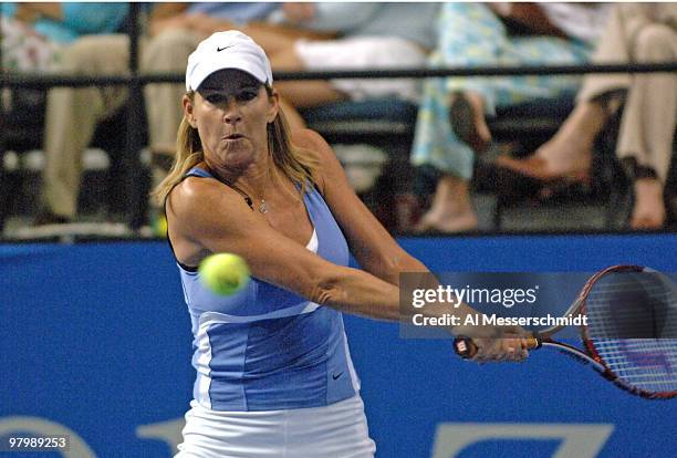 Chris Evert competes in the third annual Mercedes-Benz Classic charity event held at the St. Pete Times Forum in Tampa, Florida on April 5, 2006.