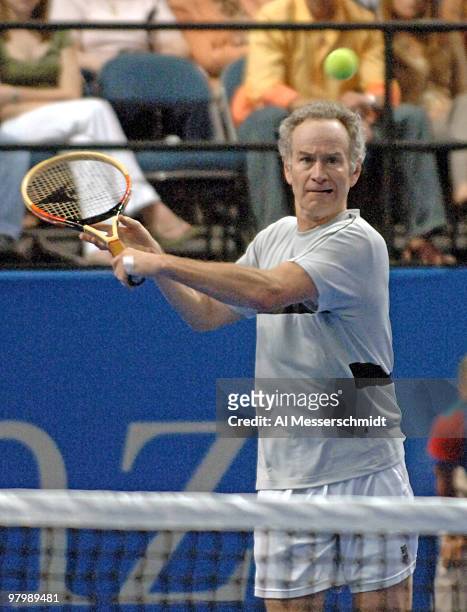 John McEnroe competes in the third annual Mercedes-Benz Classic charity event held at the St. Pete Times Forum in Tampa, Florida on April 5, 2006.