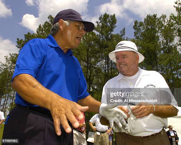 Lee Trevino and Jim Colbert on the 10th tee during the Regions Charity Classic Charter Communications Pro-Am at Robert Trent Jones Golf Trail at Ross...