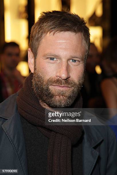 Actor Aaron Eckhart attends "Grayce by Molly Sims the Collection" at Henri Bendel on March 23, 2010 in New York City.