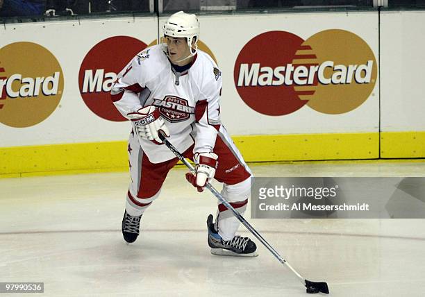 Tampa Bay Lightening forward Vincent Lecavalier takes the puck during the 2007 NHL All-Star game January 24, 2007 at the American Airlines Center,...