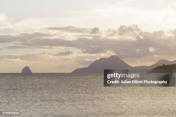 the diamond rock and dame couchee on the island of martinique. - saint anne stock pictures, royalty-free photos & images