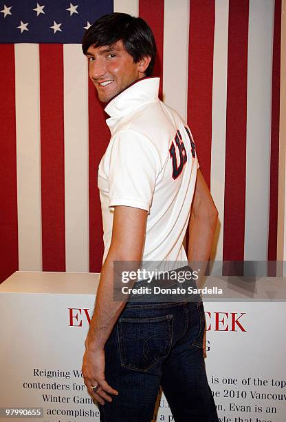 Gold medalist figure skater Evan Lysacek attends the celebration of Olympic gold medalist Evan Lysacek's victory at Ralph Lauren on March 23, 2010 in...