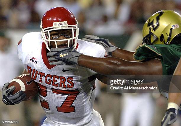 Rutgers running back Ray Rice rushes upfield against South Florida September 29, 2006 in Tampa. Rutgers won 22 - 20 to remain undefeated and Rice...
