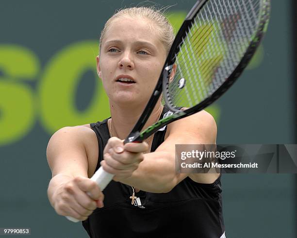 Anna Chakvetadze during her 2-6, 3-6 loss to Justine Henin-Hardenne in a semi final at the 2007 Sony Ericsson Open in Key Biscayne, Florida on March...