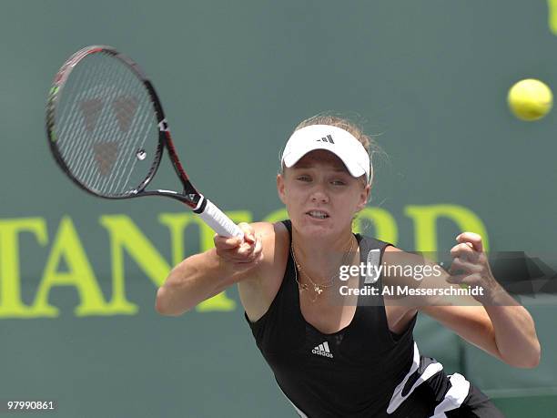 Anna Chakvetadze during her 2-6, 3-6 loss to Justine Henin-Hardenne in a semi final at the 2007 Sony Ericsson Open in Key Biscayne, Florida on March...