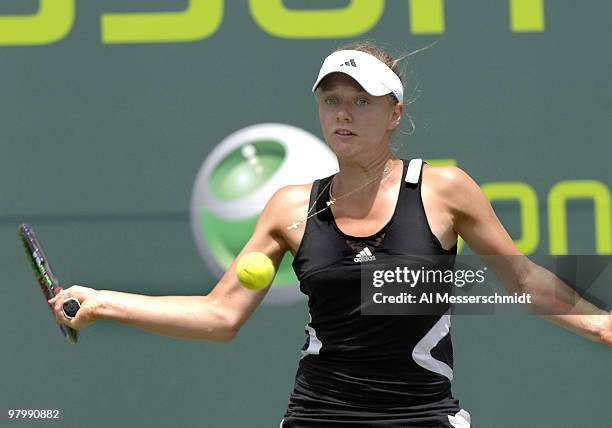 Anna Chakvetadze during her 2-6, 3-6 loss to Justine Henin-Hardenne in a semi final at the 2007 Sony Ericsson Open in Key Biscayne, Florida on March...