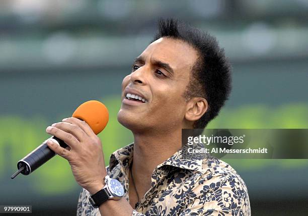 Jon Secada sings National Anthem before men's semi-finals at the 2007 Sony Ericsson Open at Key Biscayne on March 30, 2007. Guillermo Canas upset...