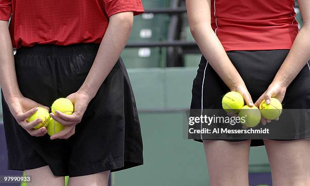 Ball persons during Justine Henin-Hardenne's 6-2, 6-3 victory over Anna Chakvetadze in a semi final at the 2007 Sony Ericsson Open in Key Biscayne,...