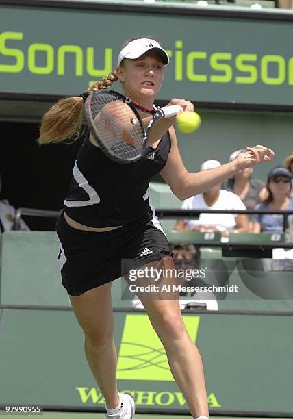 Anna Chakvetadze during her 2-6, 3-6 loss to Justine Henin-Hardenne in a semi final at the 2007 Sony Ericsson Open in Key Biscayne, Florida on March...