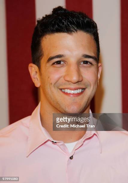 Mark Ballas arrives to Olympic gold medalist Evan Lysacek's victory party held at the Ralph Lauren Robertson store on March 23, 2010 in Los Angeles,...