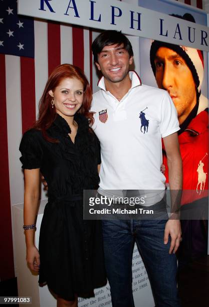 Anna Trebunskaya and Evan Lysacek arrive to Olympic gold medalist Evan Lysacek's victory party held at the Ralph Lauren Robertson store on March 23,...