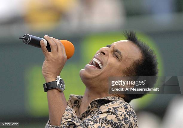 Jon Secada sings National Anthem before men's semi-finals at the 2007 Sony Ericsson Open at Key Biscayne on March 30, 2007. Guillermo Canas upset...