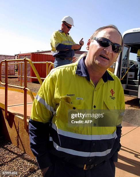 This photo taken on March 5, 2010 shows Citic Pacific Mining CEO Barry Fitzgerald and mine manager Tim Ryan at the Sino Iron mine in the Pilbara...
