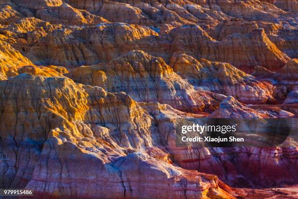 close-up of danxia landform, xinjiang, china - landform stock pictures, royalty-free photos & images