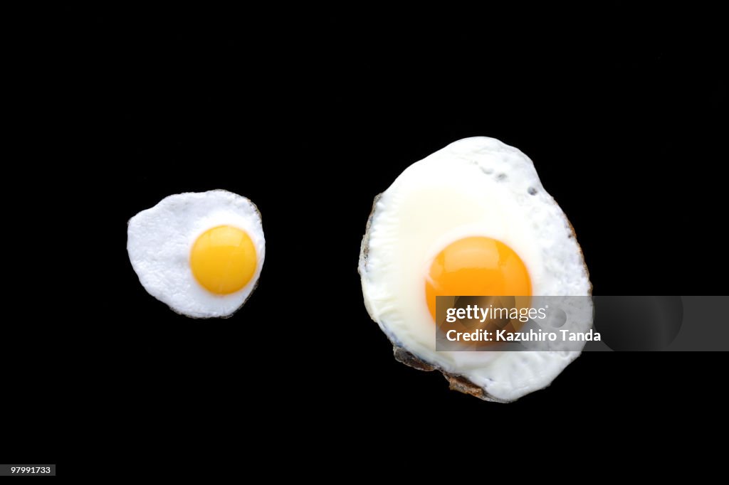 Large fried egg and small fried egg