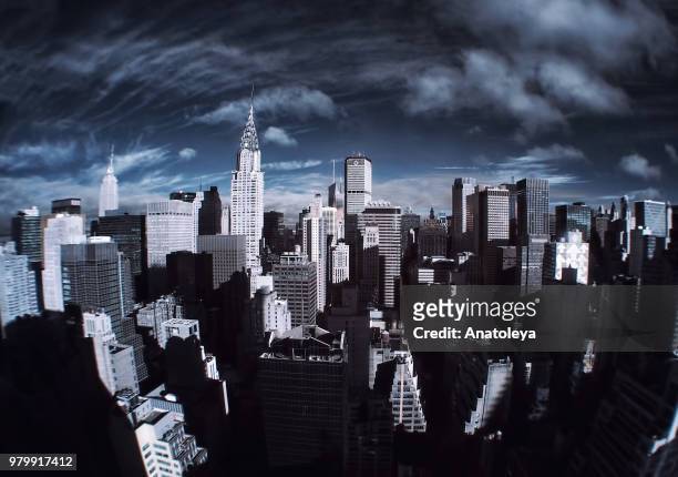 manhattan in infrared - anatoleya stock pictures, royalty-free photos & images