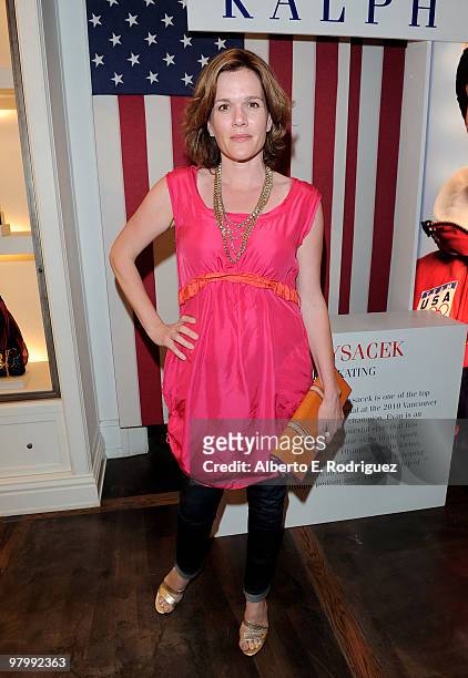 Actress Catherine Dent celebrates Evan Lysacek's Olympic Gold Medal at Ralph Lauren on Robertson Blvd. On March 23, 2010 in Los Angeles, California.