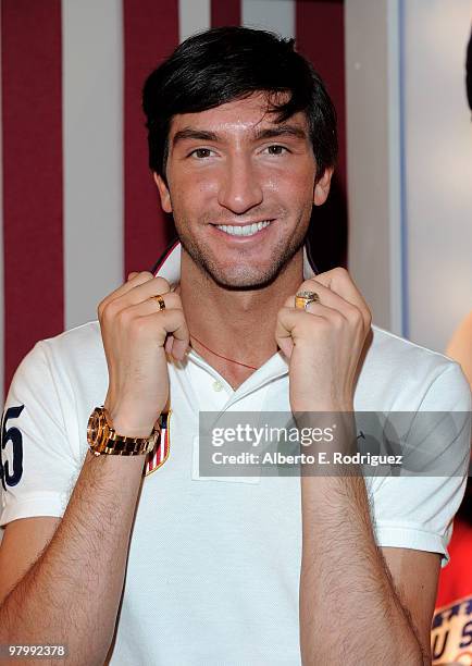 Olympic figure skater Evan Lysacek celebrates his Olympic Gold Medal at Ralph Lauren on Robertson Blvd. On March 23, 2010 in Los Angeles, California.