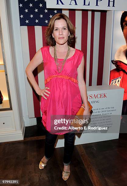 Actress Catherine Dent celebrates Evan Lysacek's Olympic Gold Medal at Ralph Lauren on Robertson Blvd. On March 23, 2010 in Los Angeles, California.