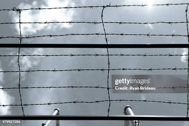 barbed wire sky - concentration camp photos stock pictures, royalty-free photos & images