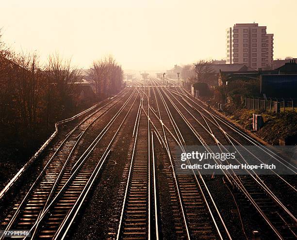 norwood junction - railway tracks sunset stock pictures, royalty-free photos & images